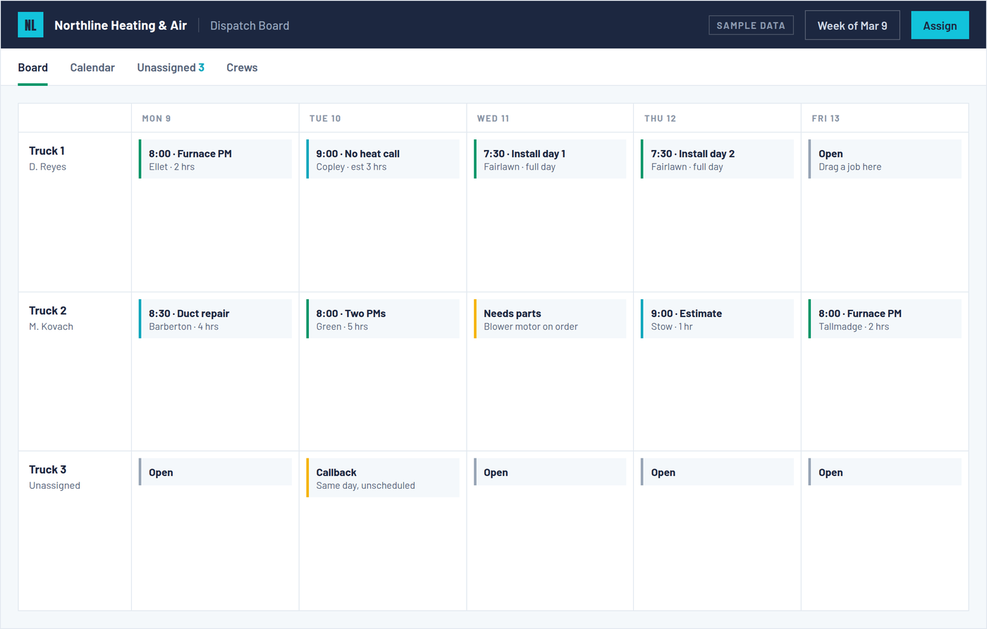 Example of a scheduling and dispatch tool built by OmniReach Media