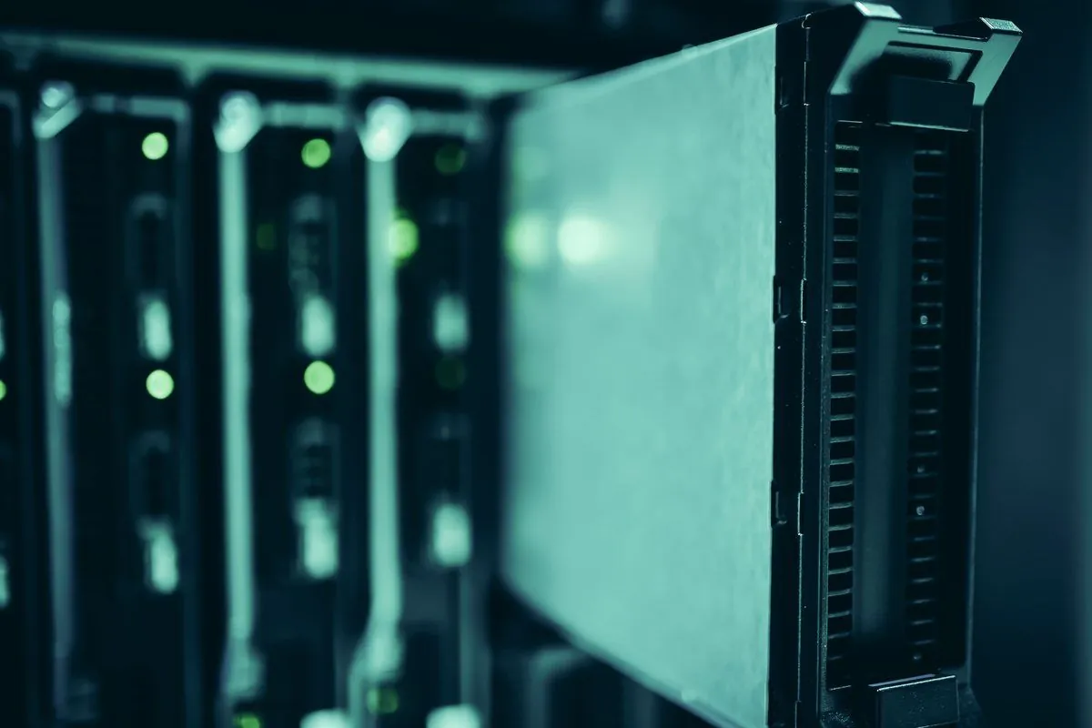 Server rack hardware powering fast, secure website hosting